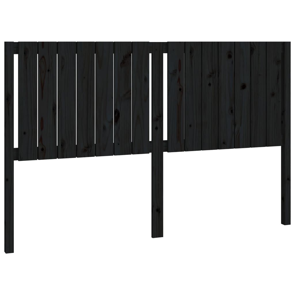 Bed Headboard Black 155.5x4x100 cm Solid Wood Pine