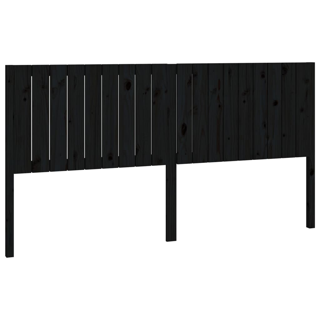 Bed Headboard Black 185.5 cm Solid Wood Pine