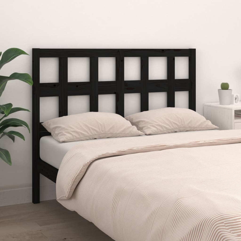 Bed Headboard Black 155.5x4x100 cm Solid Wood Pine