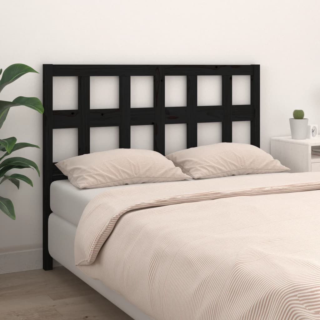 Bed Headboard Black 155.5x4x100 cm Solid Wood Pine