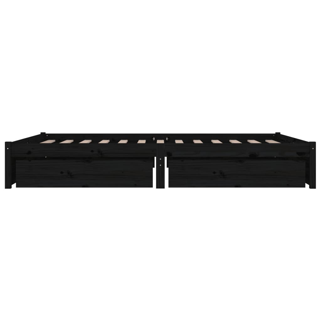 Bed Frame without Mattress with Drawers Black 135x190 cm