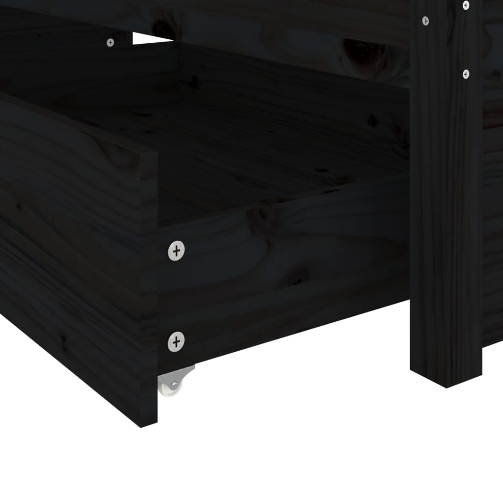 Bed Frame without Mattress with Drawers Black 135x190 cm