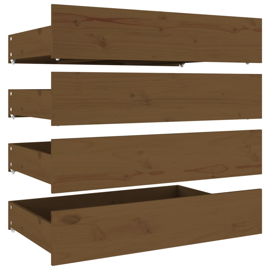 Bed Frame without Mattress with Drawers Honey Brown 183x203 cm King
