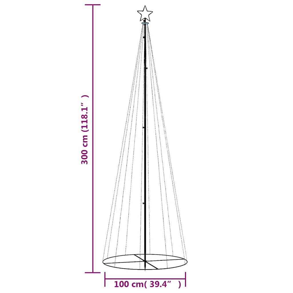 Christmas Cone Tree Colourful 310 LEDs 100x300 cm