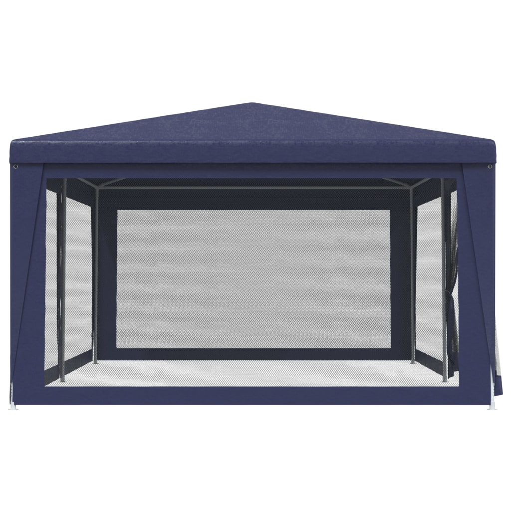 Party Tent with 6 Mesh Sidewalls Blue 6x4 m HDPE