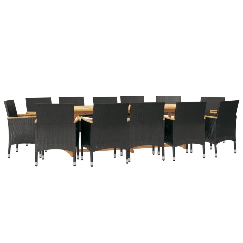 13 Piece Garden Dining Set with Cushions Black