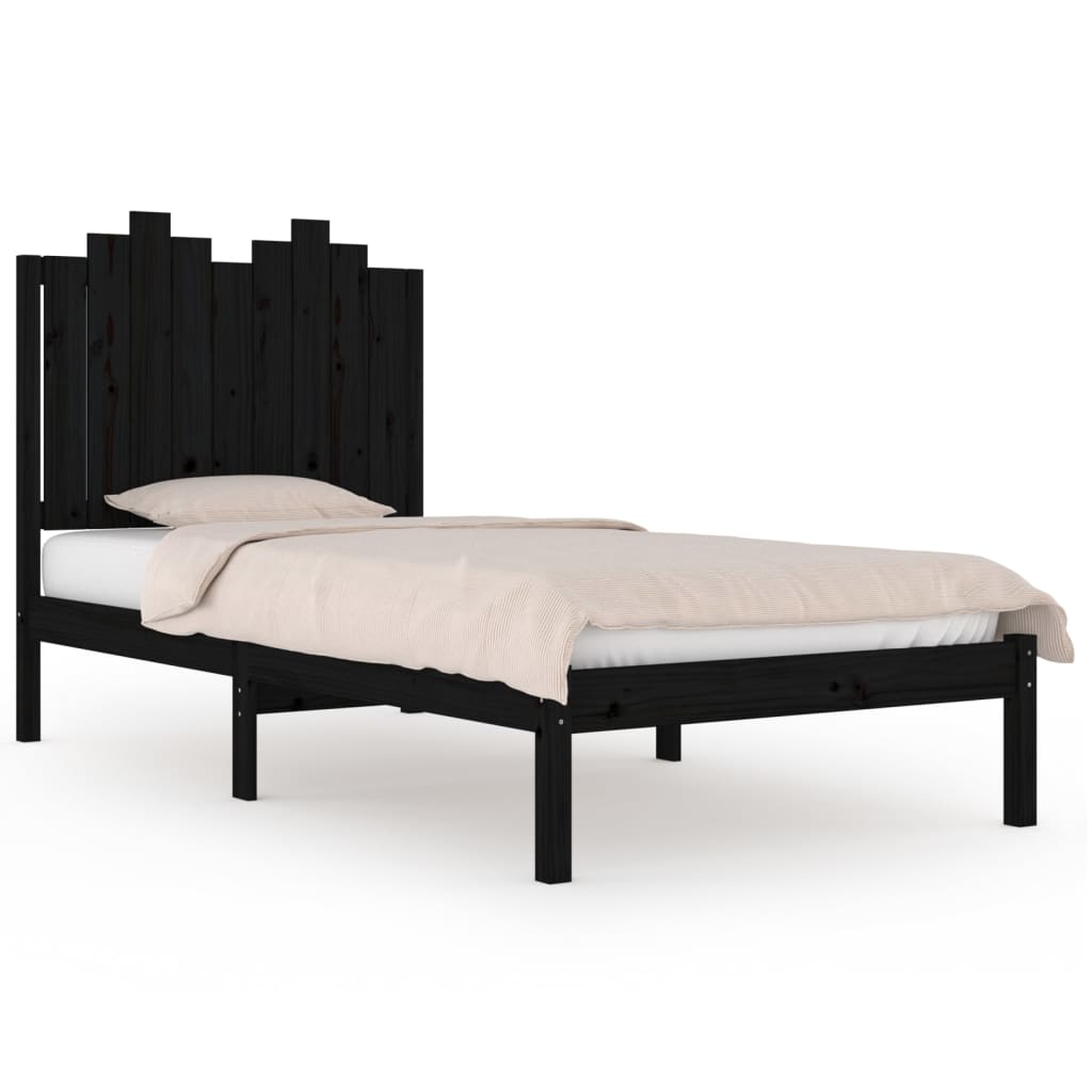 Bed Frame without Mattress Black Solid Wood 90x190 cm