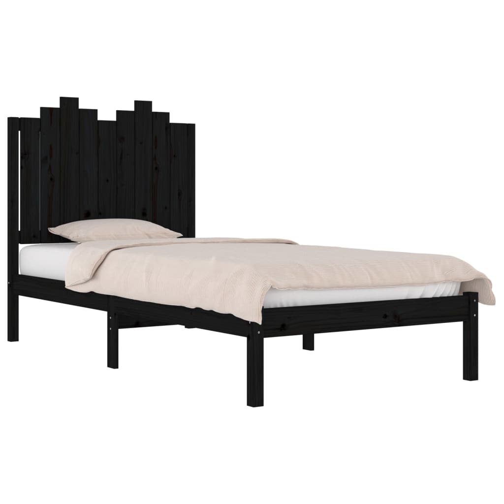 Bed Frame without Mattress Black Solid Wood 90x190 cm
