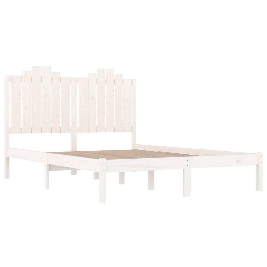 Bed Frame without Mattress White Solid Wood 135x190 cm