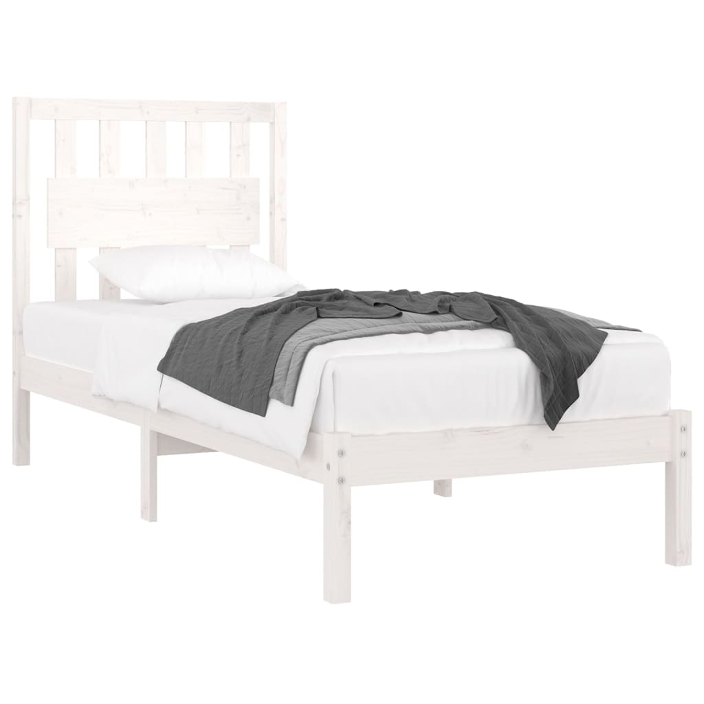 Bed Frame without Mattress White Solid Wood 90x190 cm