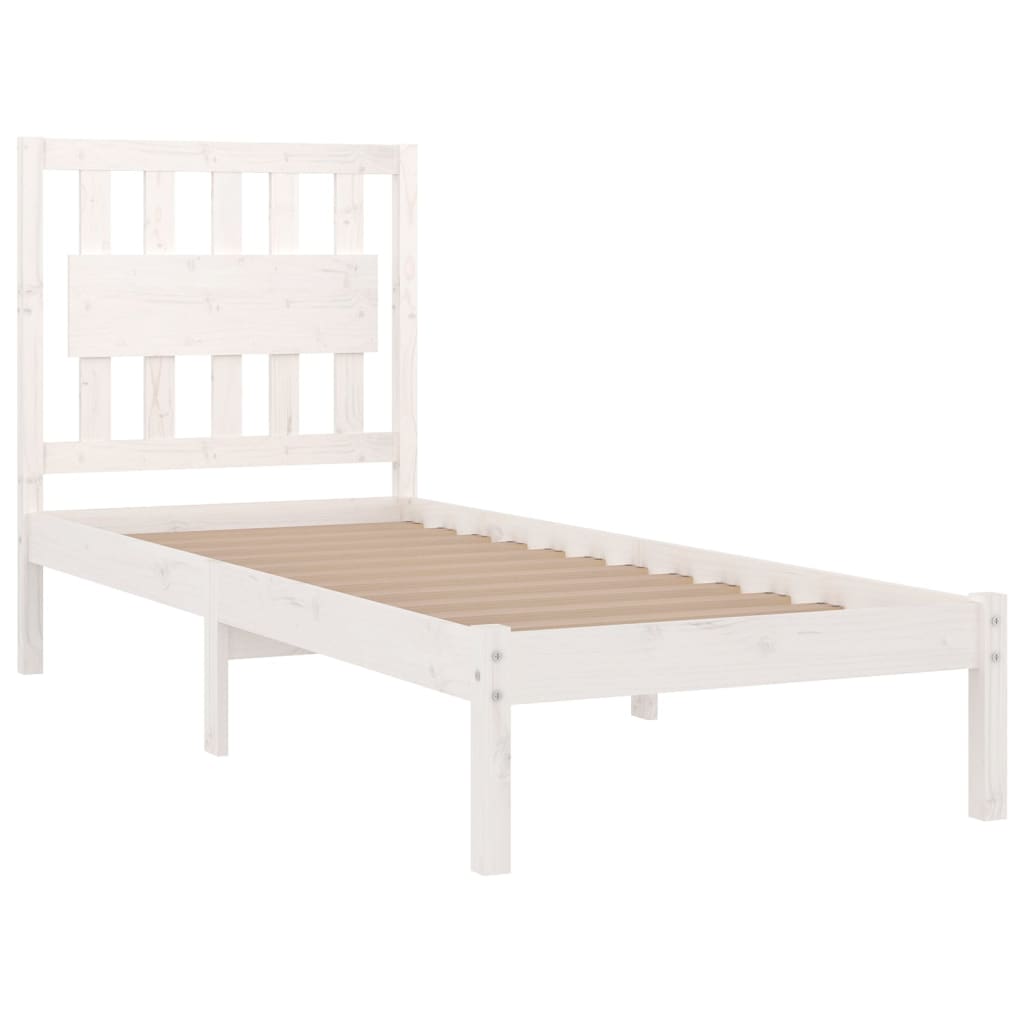 Bed Frame without Mattress White Solid Wood 90x190 cm