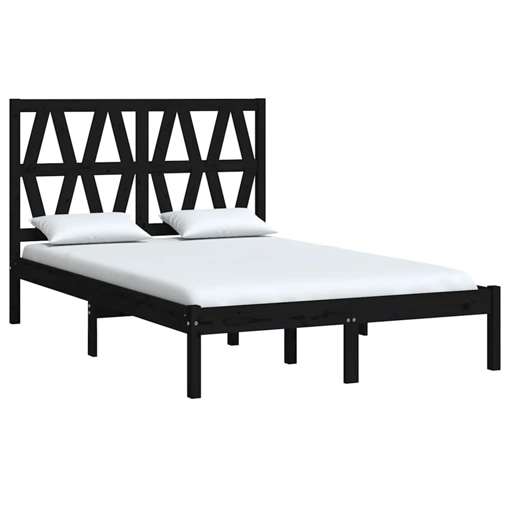 Bed Frame without Mattress Black Solid Wood Pine 150x200 cm