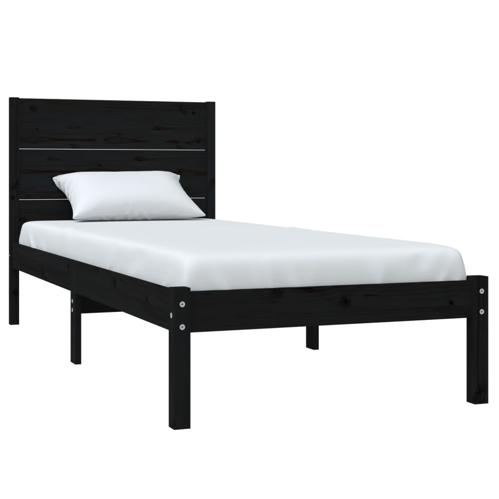Bed Frame without Mattress Black 90x190 cm Solid Wood