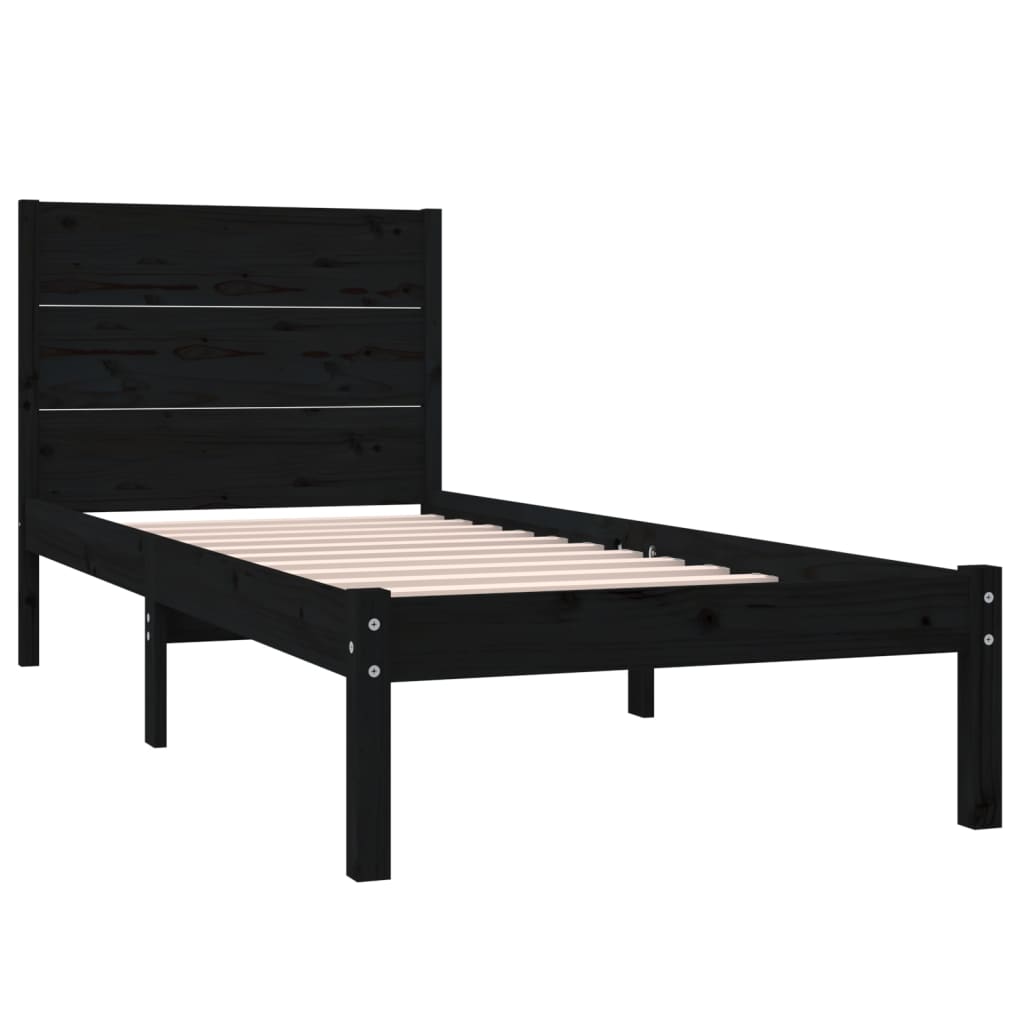 Bed Frame without Mattress Black 90x190 cm Solid Wood