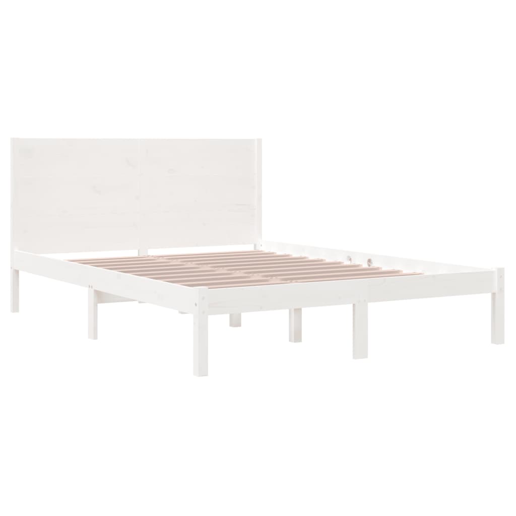Bed Frame without Mattress White 135x190 cm Solid Wood
