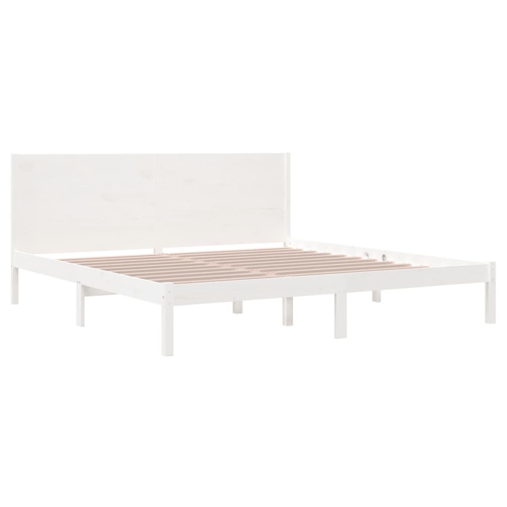 Bed Frame without Mattress White 183x203 cm King Solid Wood