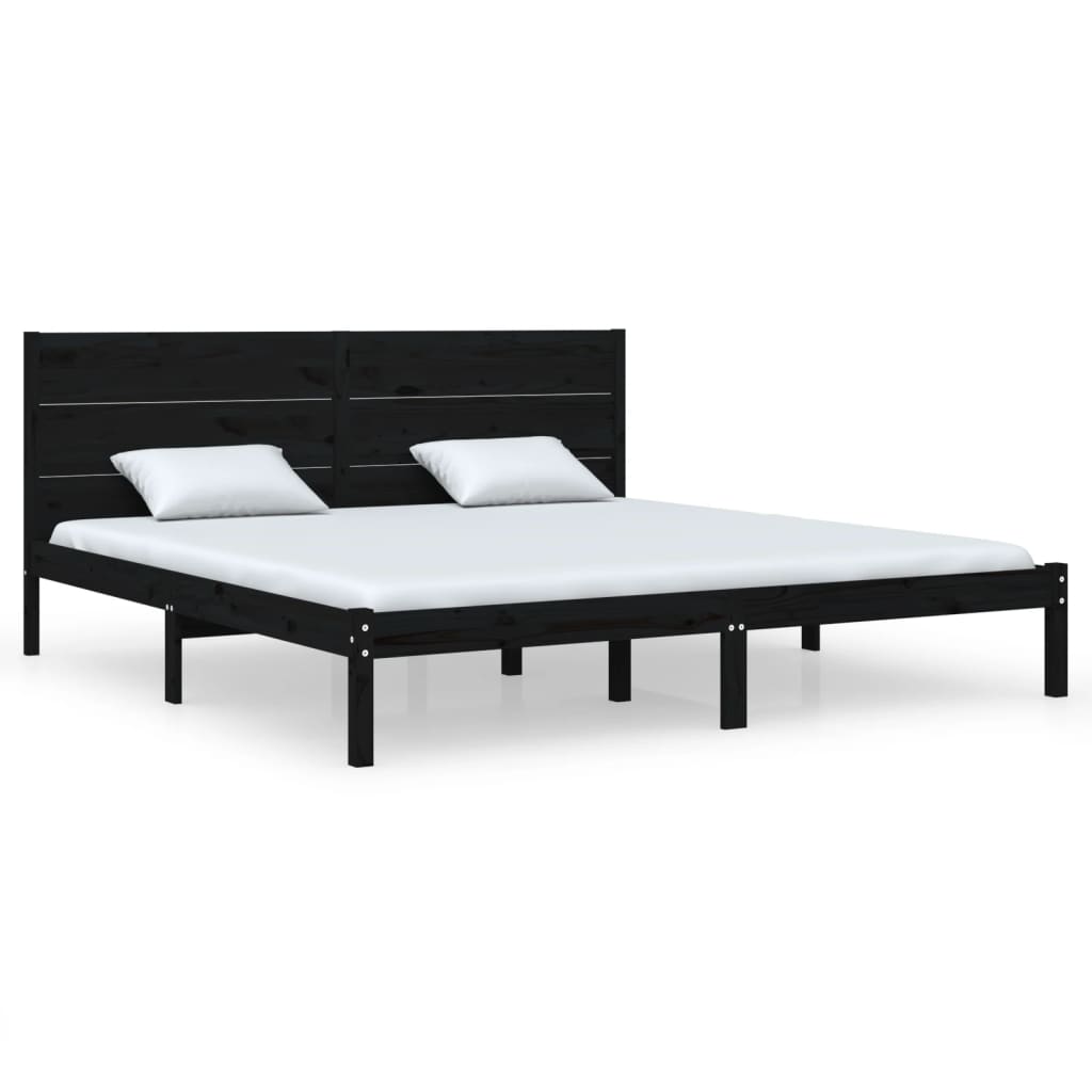 Bed Frame without Mattress Black 183x203 cm King Solid Wood
