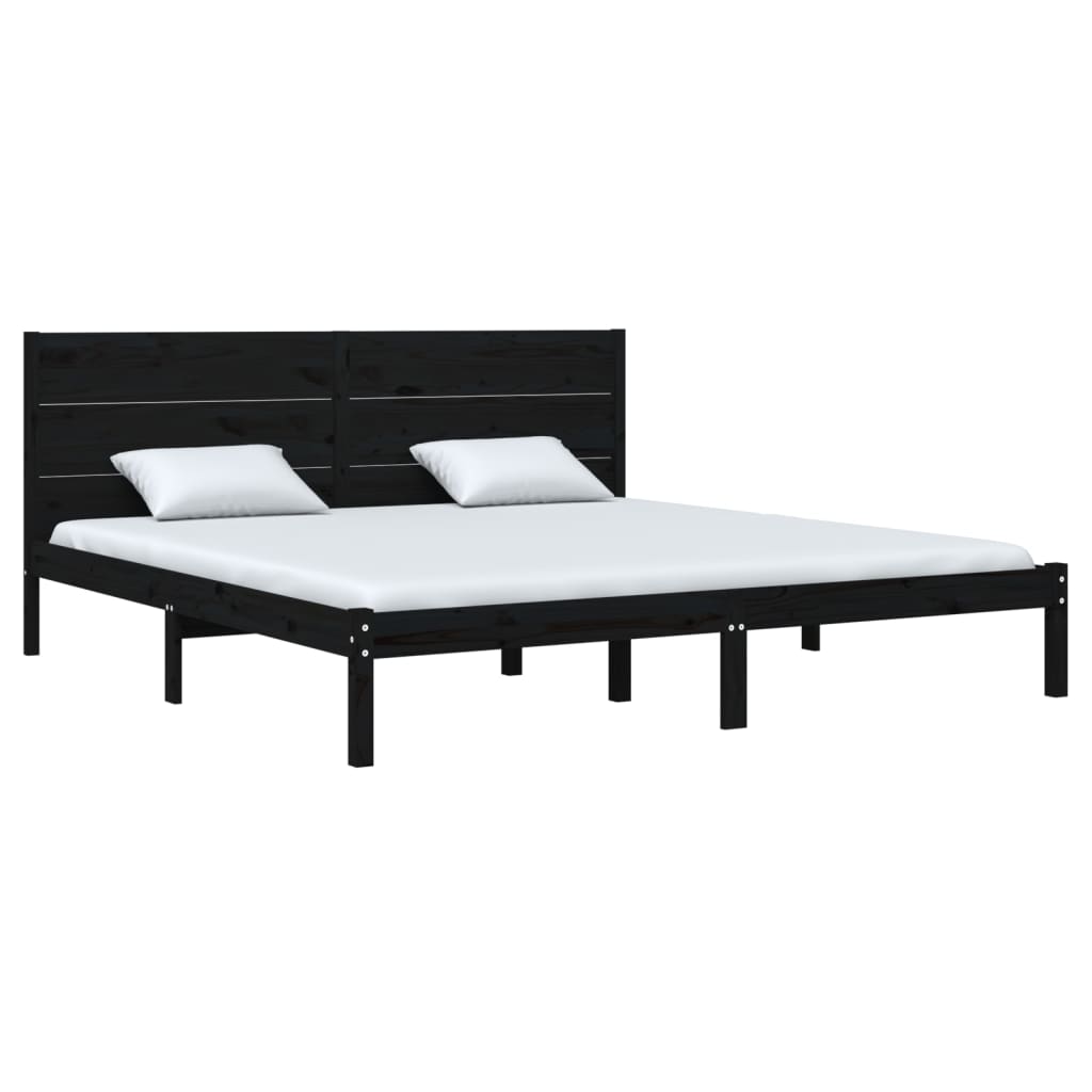 Bed Frame without Mattress Black 183x203 cm King Solid Wood