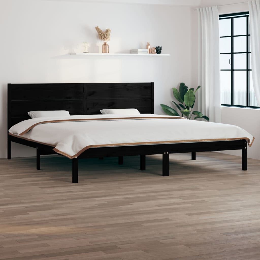 Bed Frame without Mattress Black 183x203 cm King Solid Wood