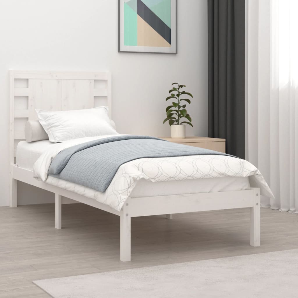 Bed Frame without Mattress White 90x190 cm Solid Wood