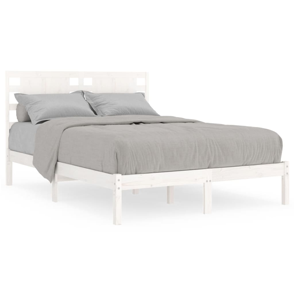 Bed Frame without Mattress White 135x190 cm Solid Wood