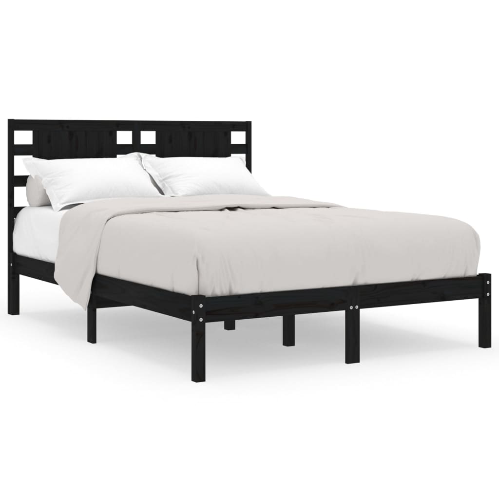 Bed Frame without Mattress Black 183x203 cm King Solid Wood