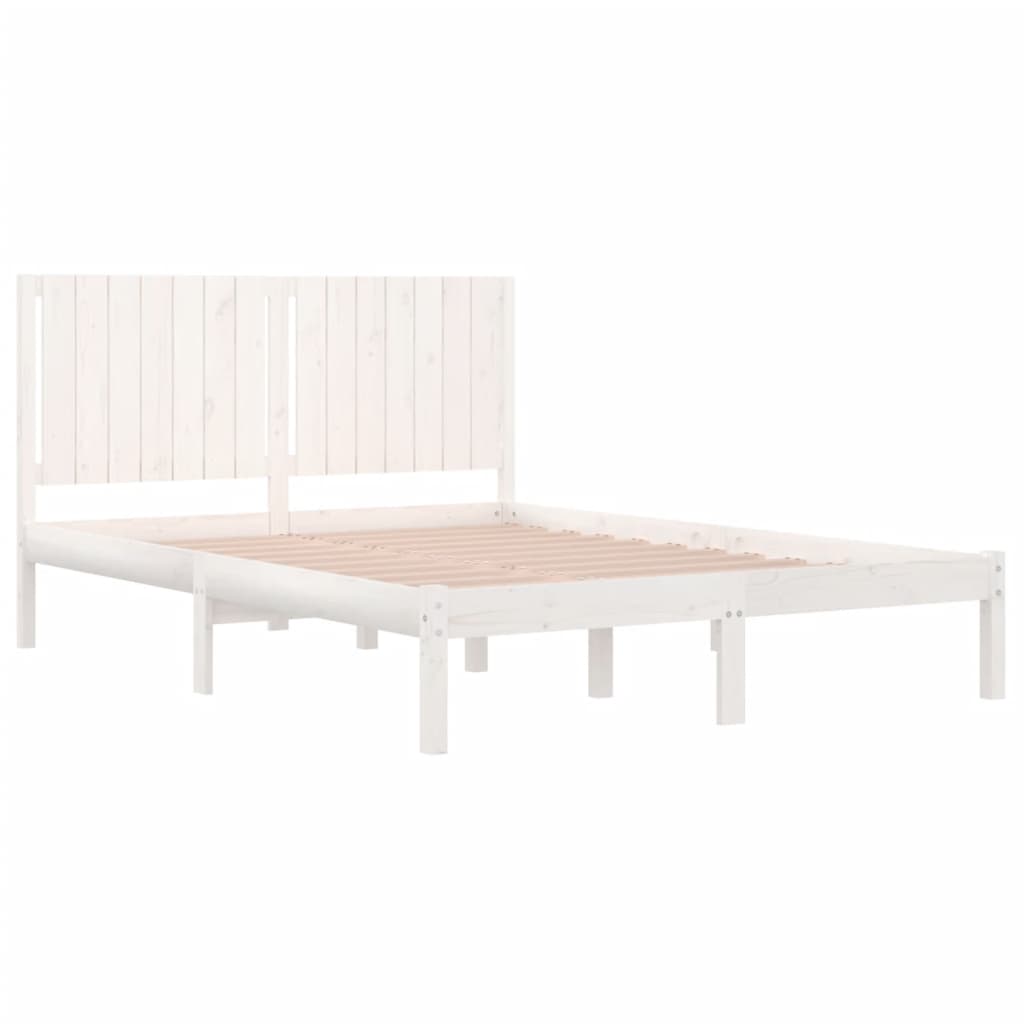 Bed Frame without Mattress White 150x200 cm Solid Wood