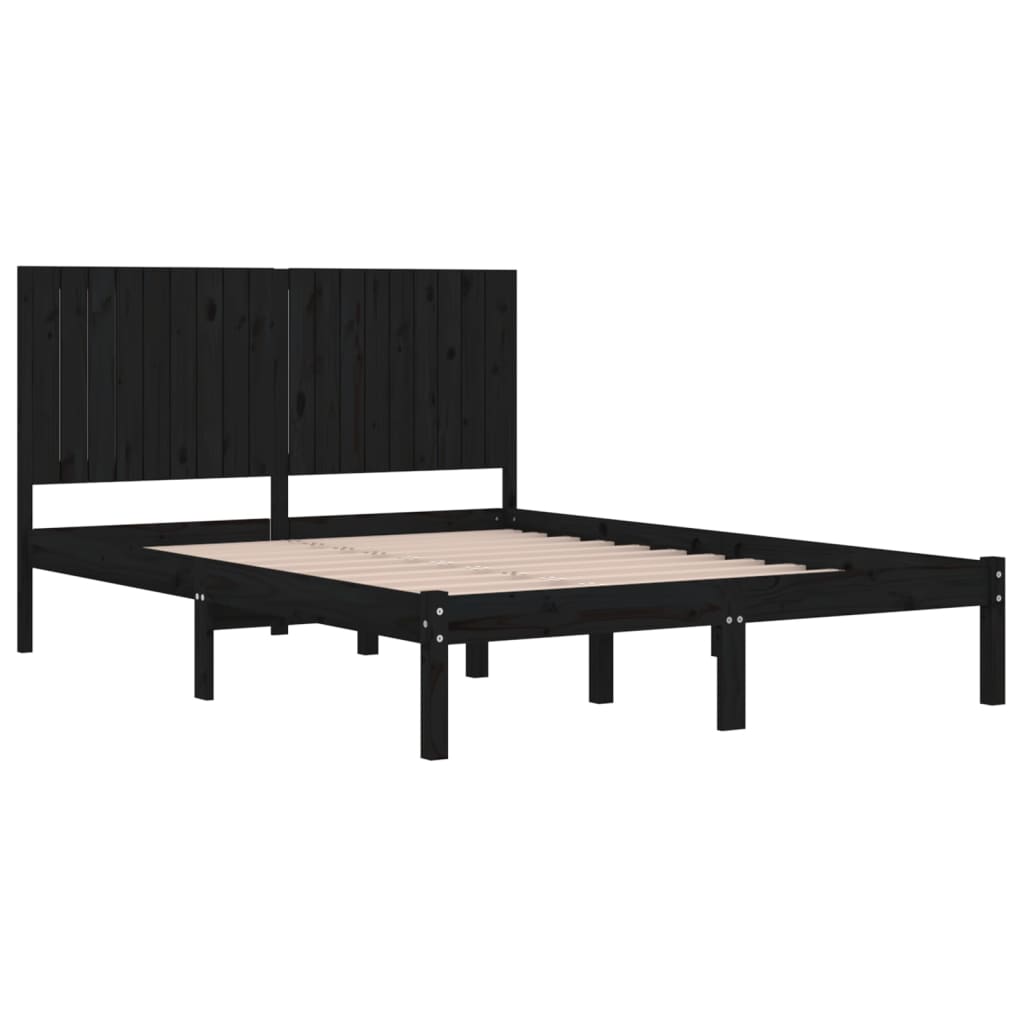 Bed Frame without Mattress Black 183x203 cm King Solid Wood