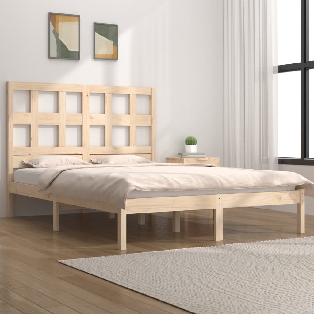 Bed Frame without Mattress 135x190 cm Solid Wood Pine