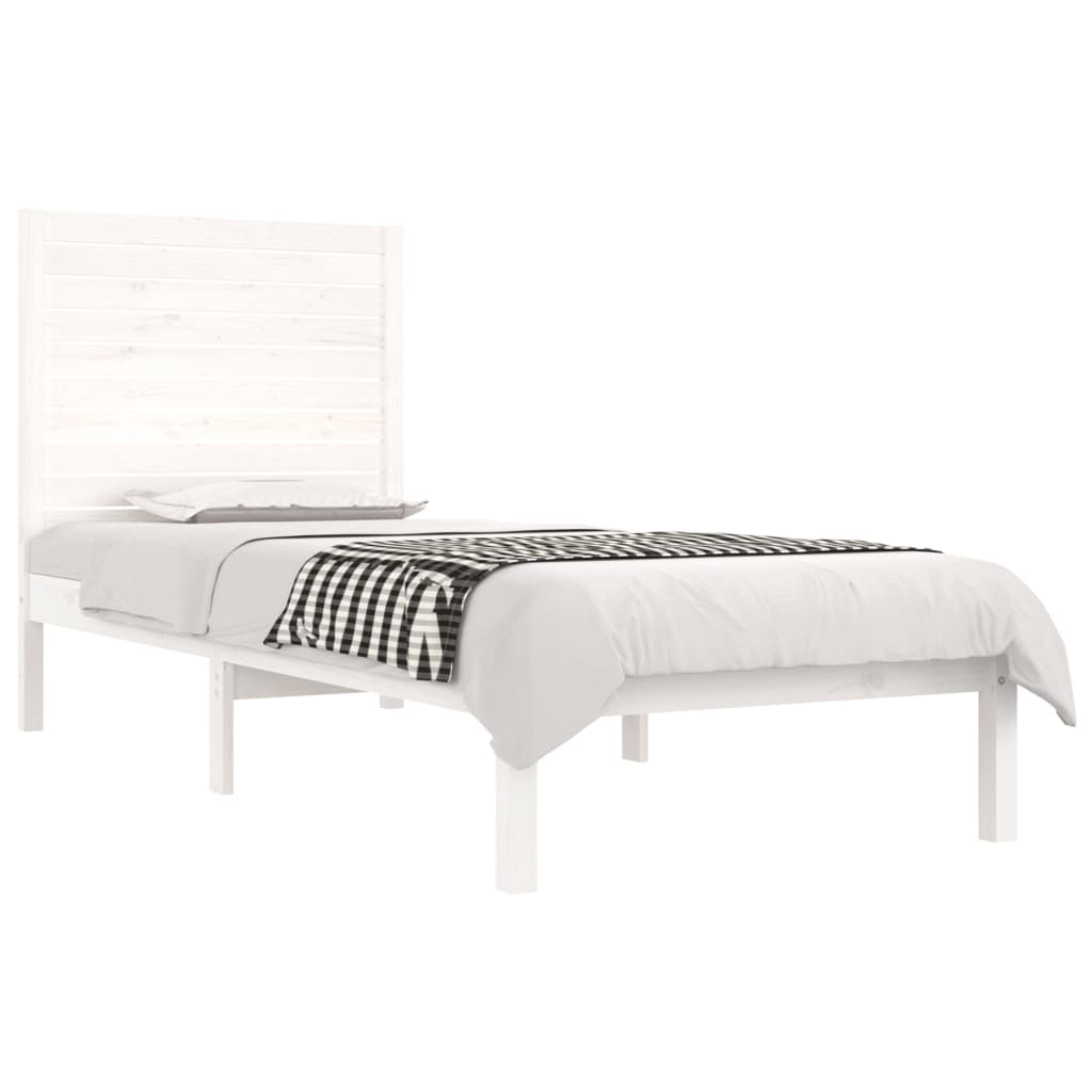 Bed Frame without Mattress White 90x190 cm Solid Wood
