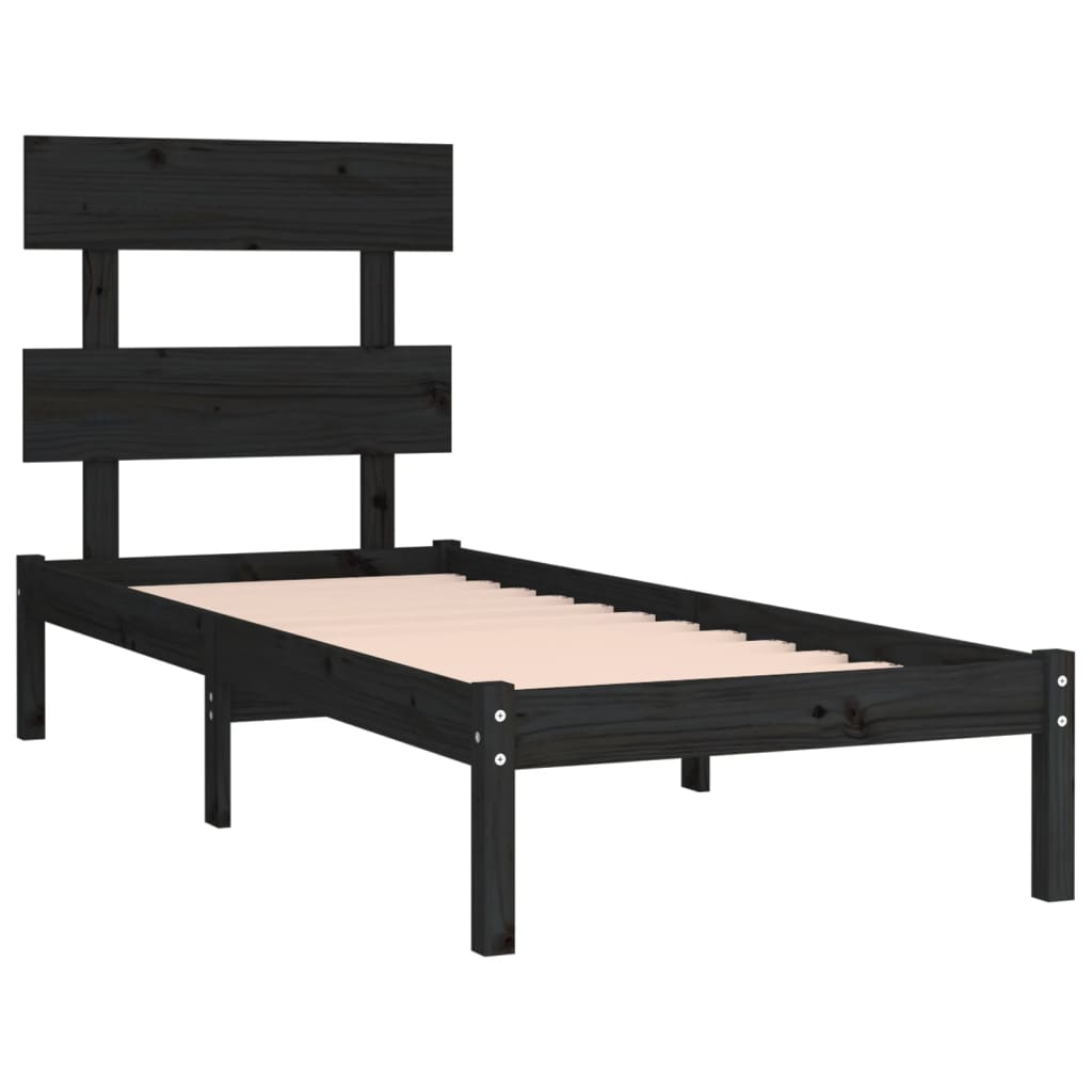 Bed Frame without Mattress Black 90x190 cm Solid Wood