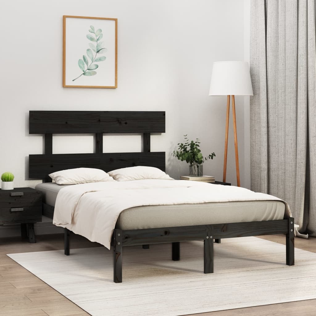 Bed Frame without Mattress Black 150x200 cm Solid Wood