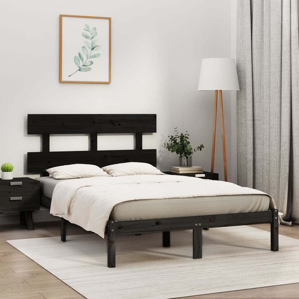 Bed Frame without Mattress Black 183x203 cm King Solid Wood