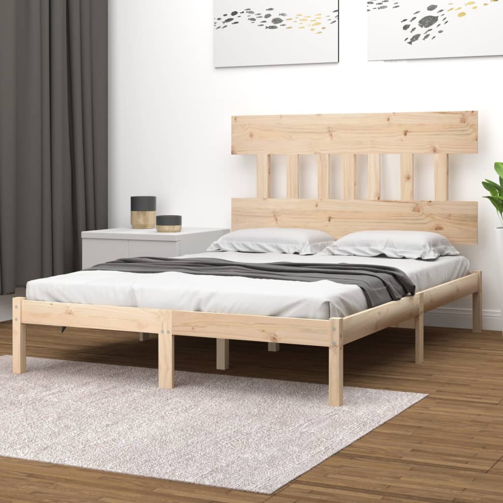 Bed Frame without Mattress 135x190 cm Solid Wood