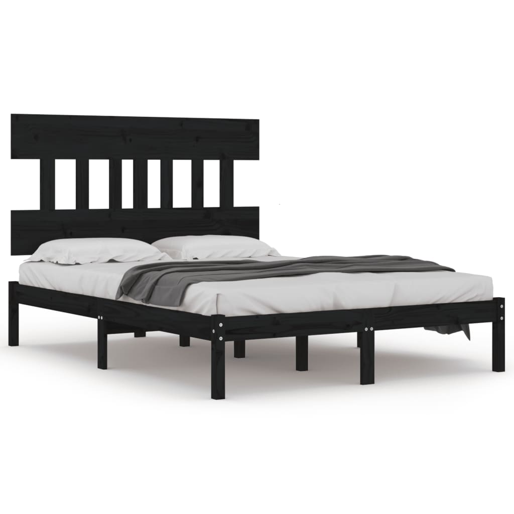 Bed Frame without Mattress Black 183x203 cm King Solid Wood