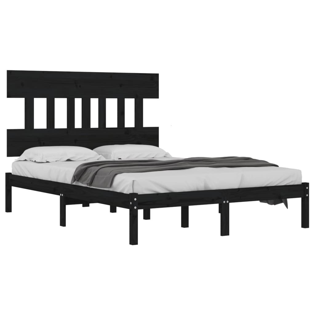 Bed Frame without Mattress Black 183x203 cm King Solid Wood