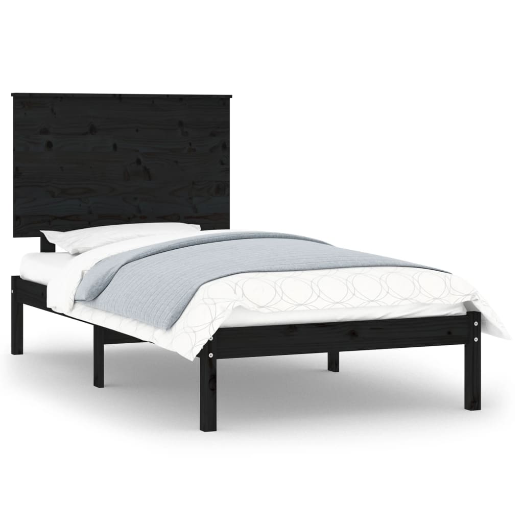 Bed Frame without Mattress Black 90x190 cm Solid Wood