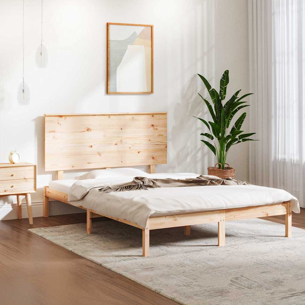 Bed Frame without Mattress 135x190 cm Solid Wood