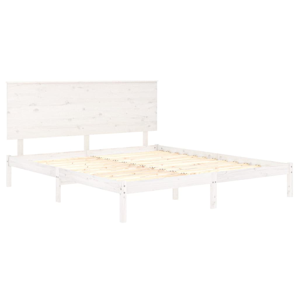 Bed Frame without Mattress White 183x203 cm King Solid Wood