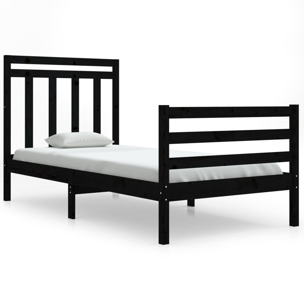 Bed Frame without Mattress Black 90x190 cm Solid Wood