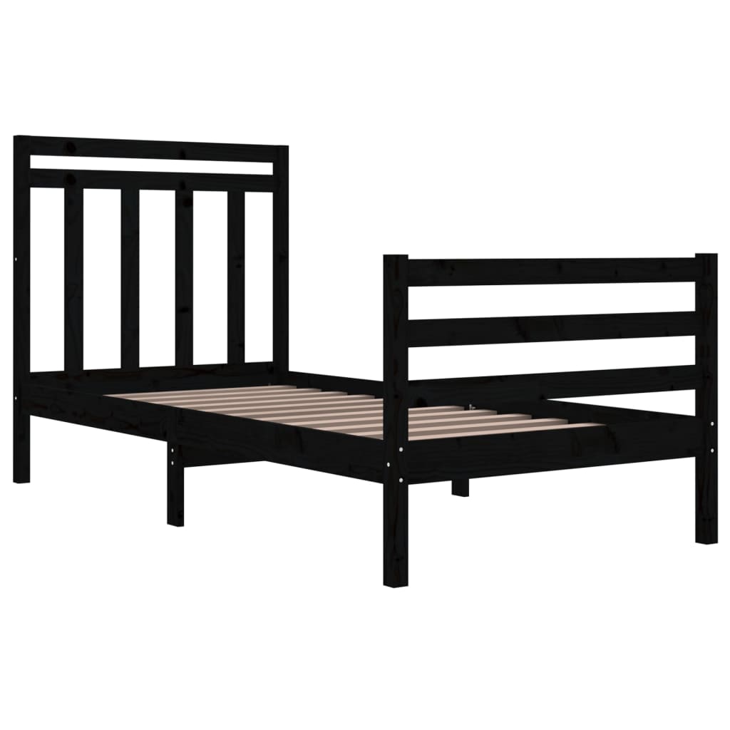 Bed Frame without Mattress Black 90x190 cm Solid Wood