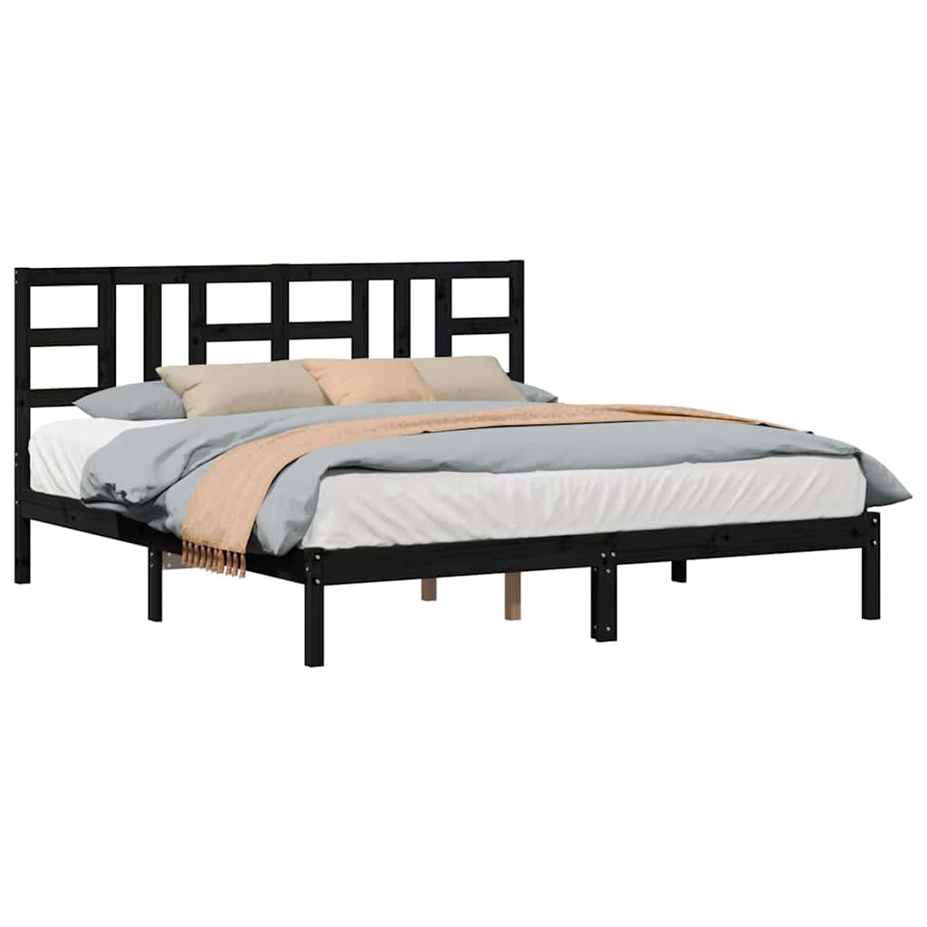 Bed Frame without Mattress Black 183x203 cm King Solid Wood