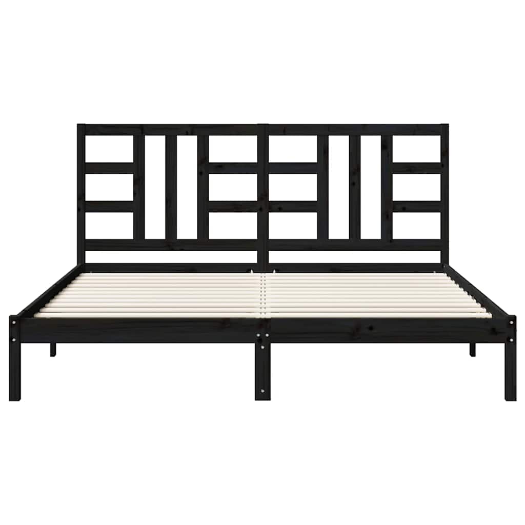 Bed Frame without Mattress Black 183x203 cm King Solid Wood