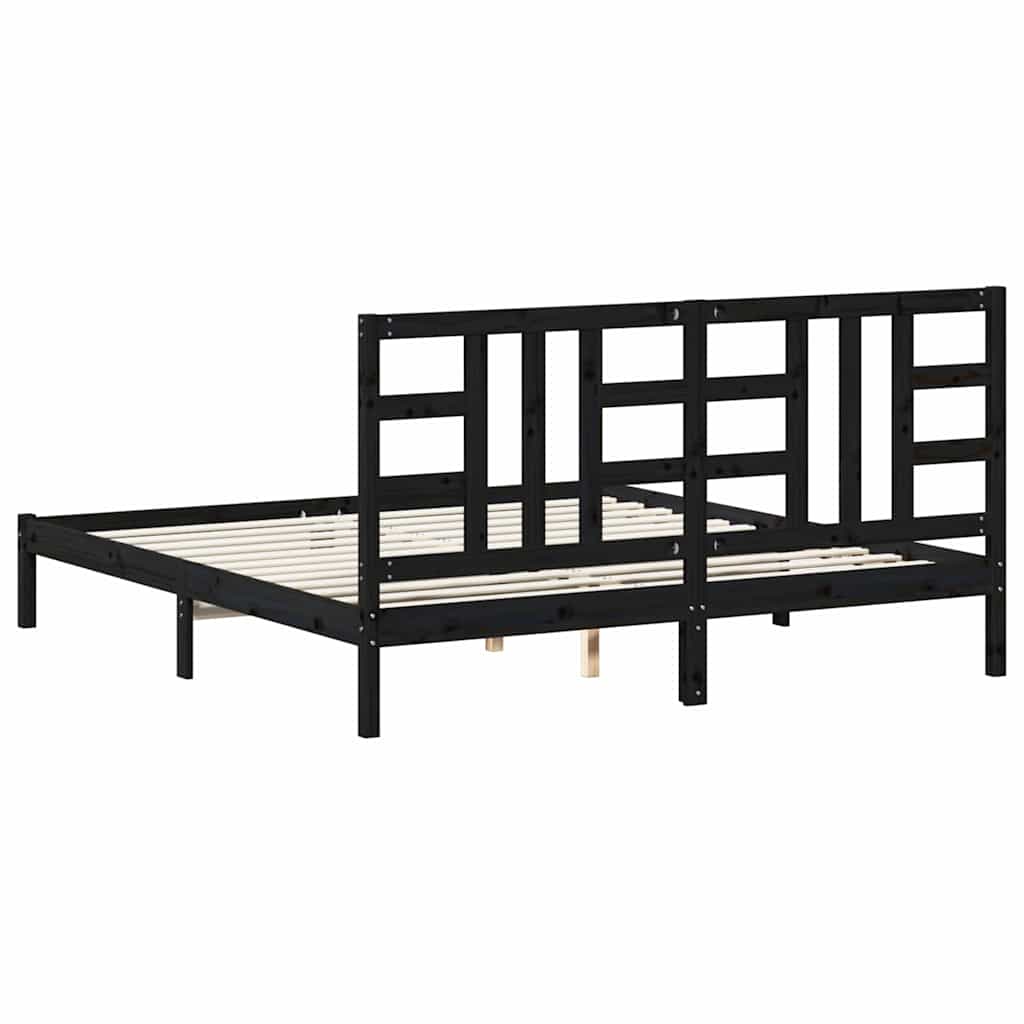Bed Frame without Mattress Black 183x203 cm King Solid Wood