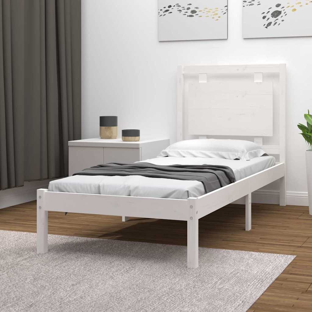 Bed Frame without Mattress White 90x190 cm Solid Wood