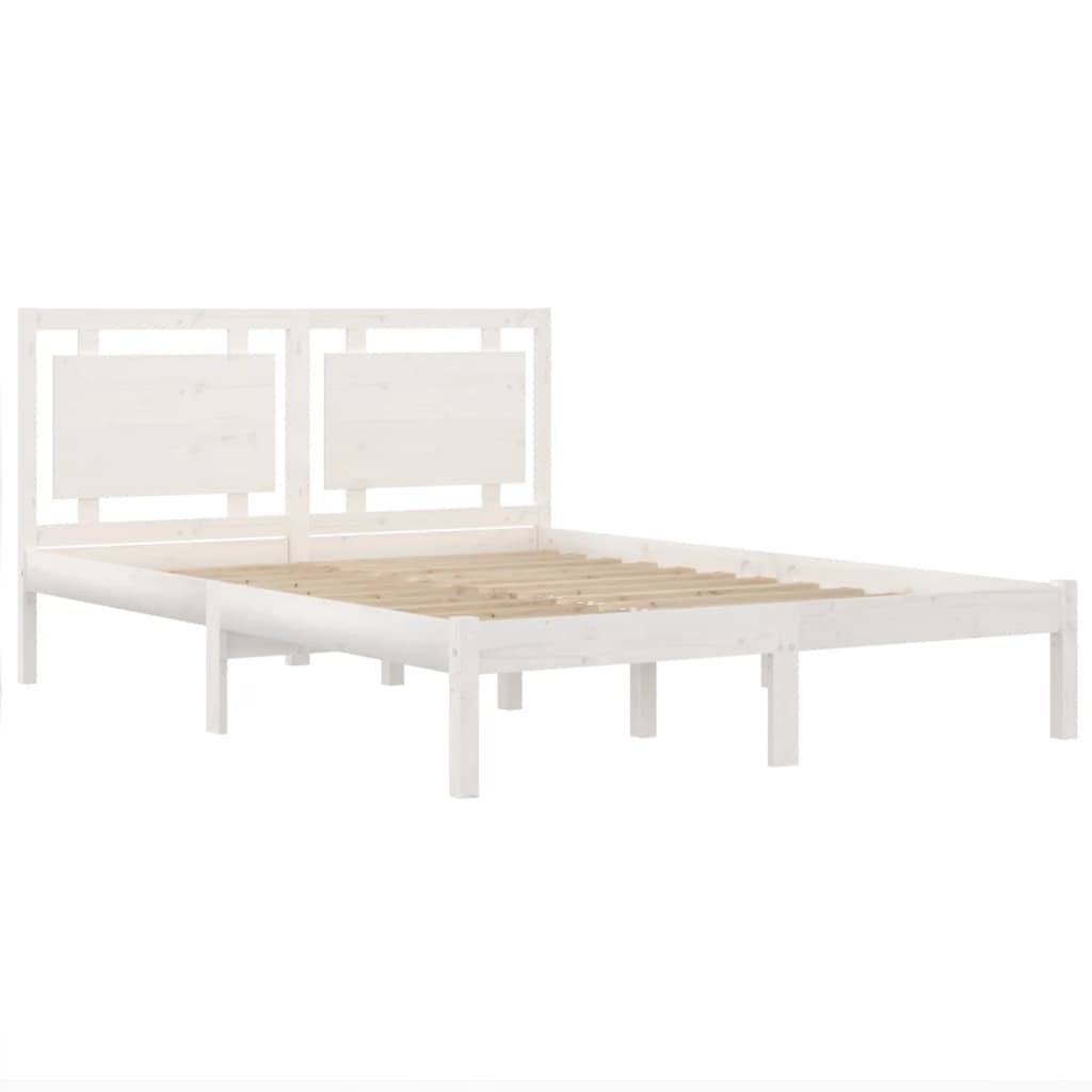 Bed Frame without Mattress White 135x190 cm Solid Wood