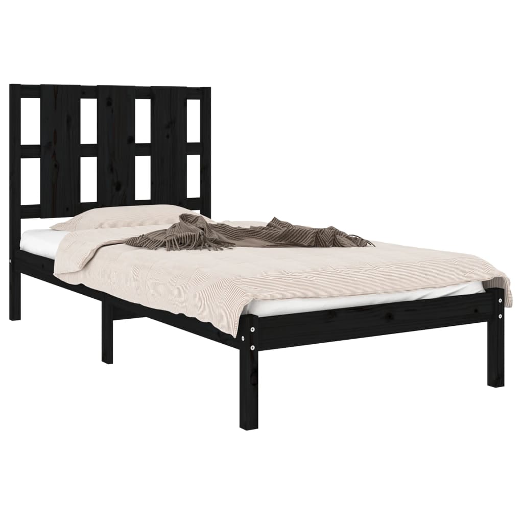 Bed Frame without Mattress Black 90x190 cm Solid Wood