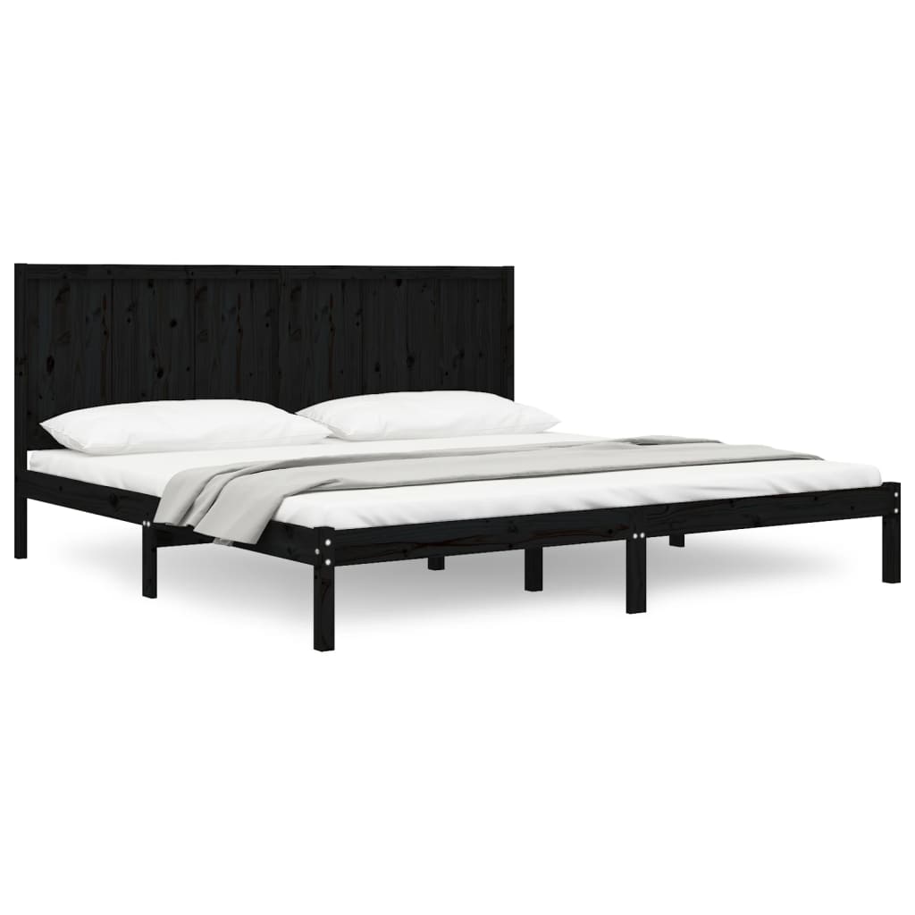 Bed Frame without Mattress Black 183x203 cm King Solid Wood Pine