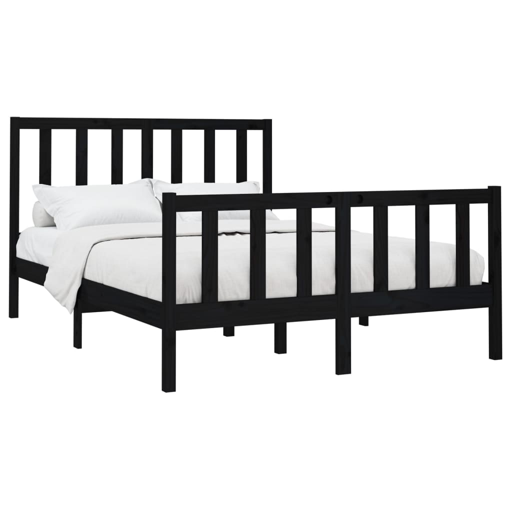 Bed Frame without Mattress Black 150x200 cm Solid Wood Pine