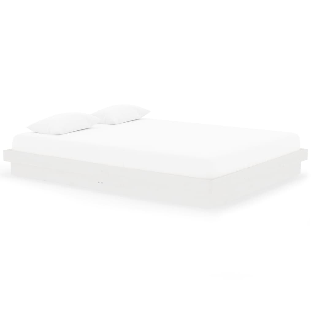 Bed Frame without Mattress White Solid Wood 150x200 cm